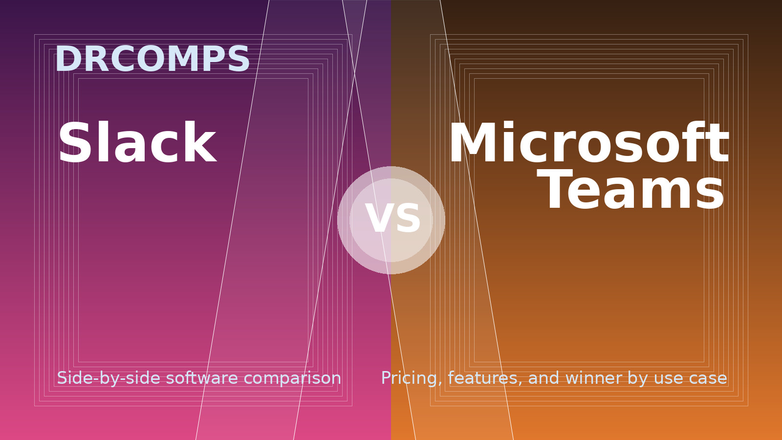 Slack vs Microsoft Teams software comparison graphic.