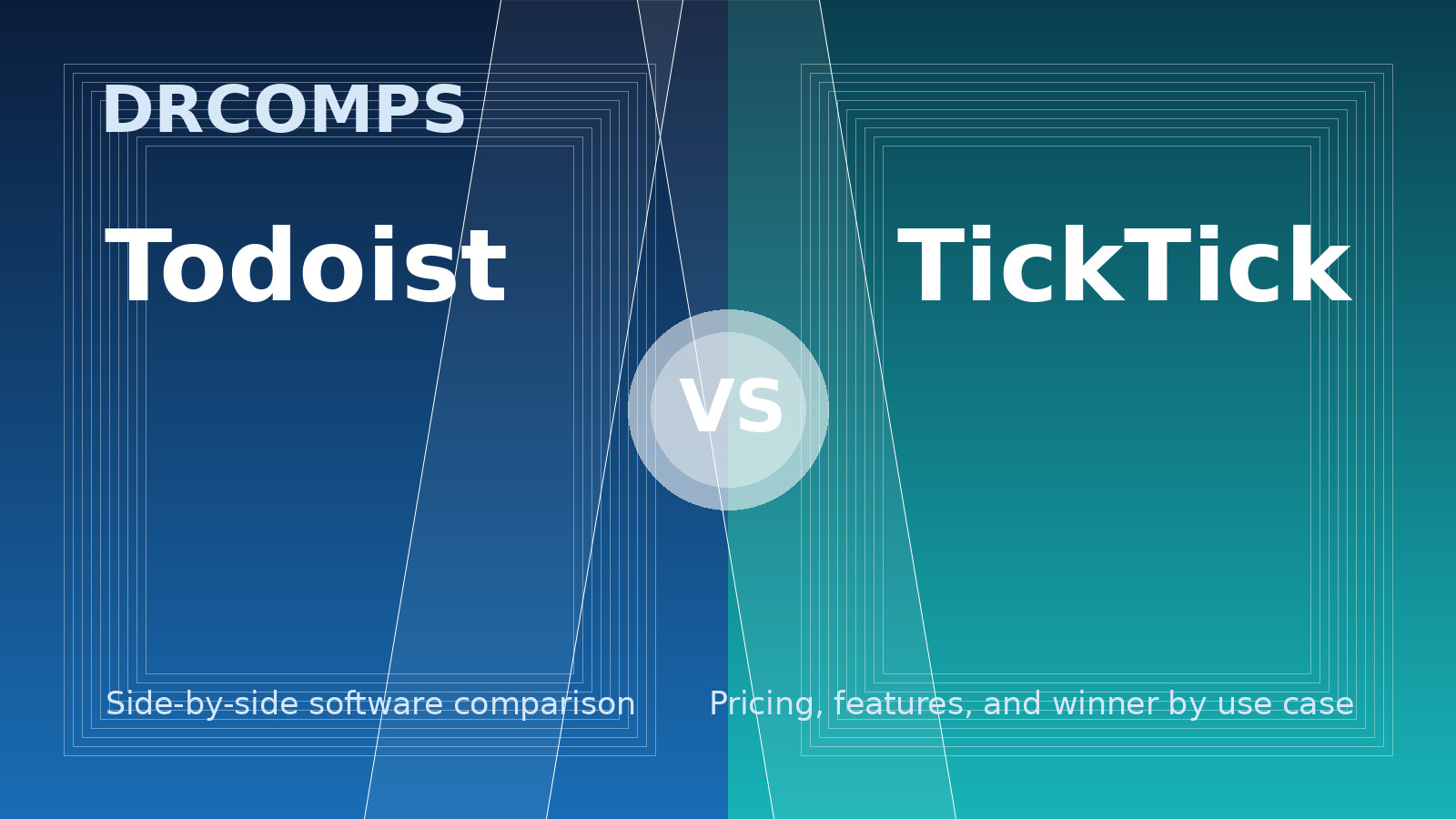 Todoist vs TickTick software comparison graphic.